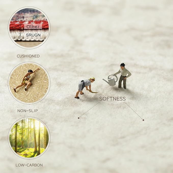 Washable Area Rug for Living, Bedroom & Dining Room, Ultra Soft Faux Wool Retro - Image 3