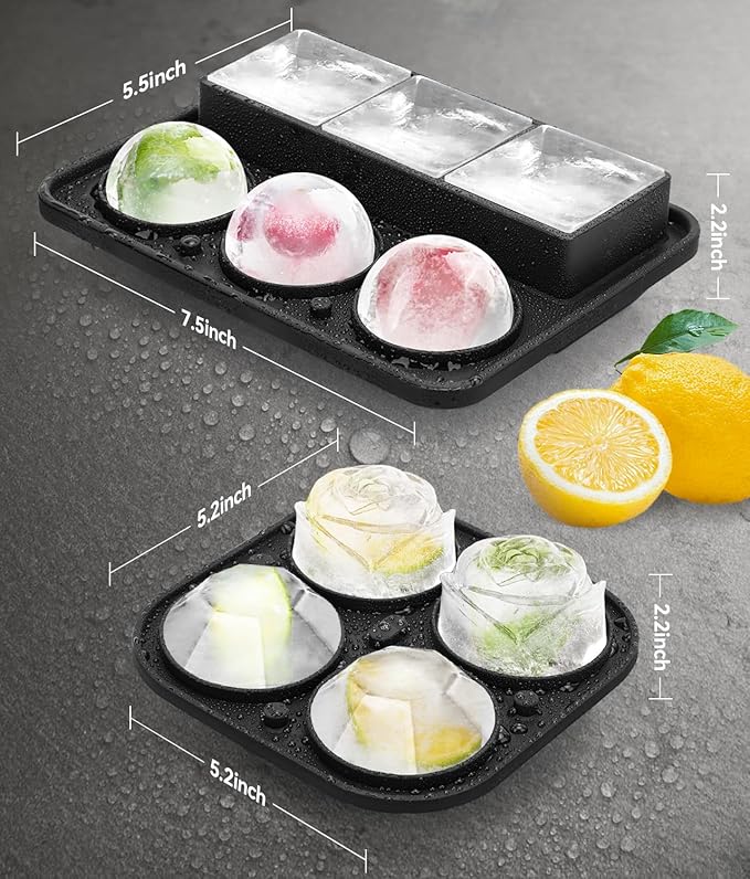 Ice Cube Tray with Lid, Silicone Ice Molds with Round, Large Ice Cube Mold - Image 3