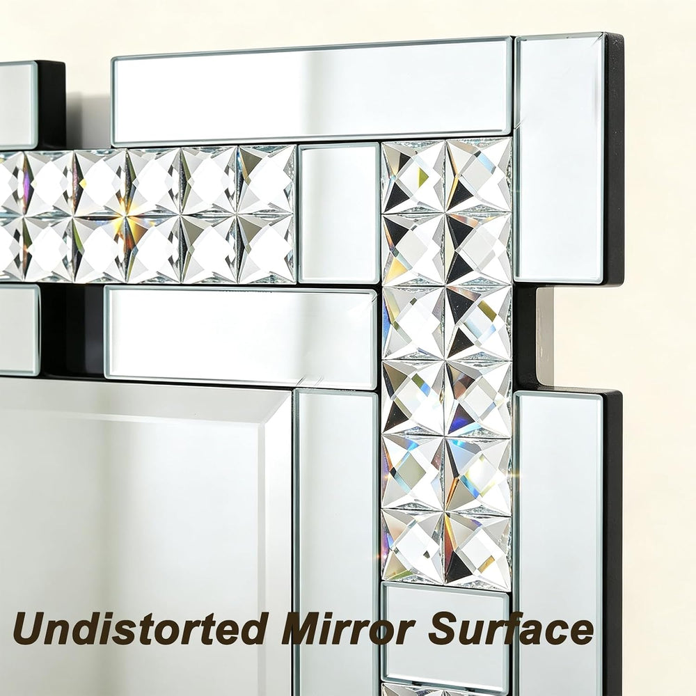 Chende 36"x24" Decorative Wall Mirror with Real Crystal-Encrusted F...