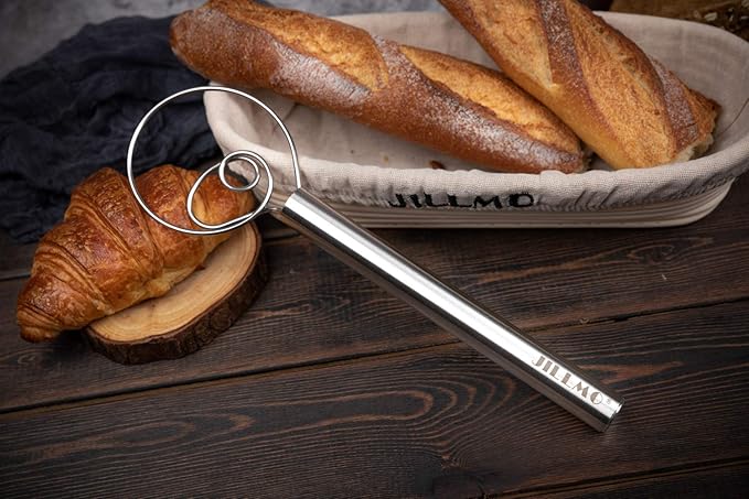 Jillmo Danish Dough Whisk, 12inch Stainless Steel Bread Whisk - Image 8