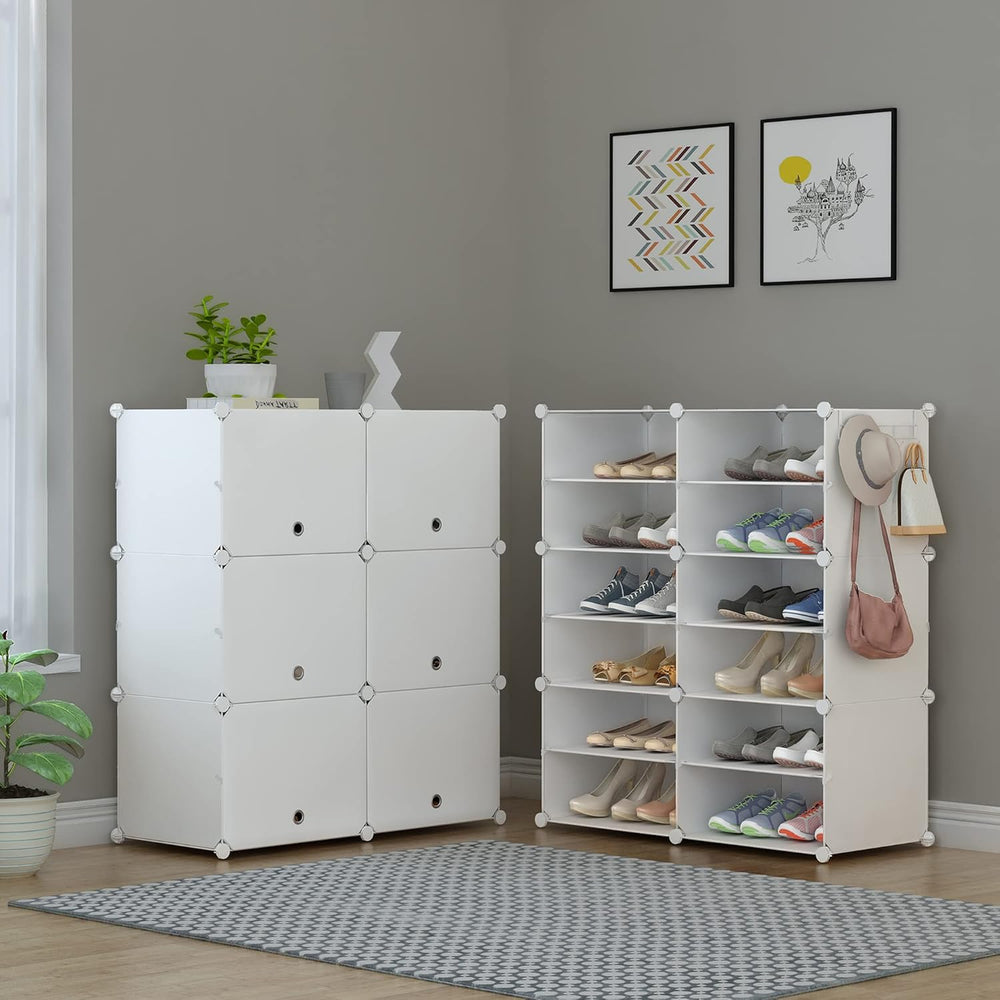 HOMIDEC Shoe Rack, 6 Tier Shoe Storage Cabinet 24 Pair Plastic Shoe Shelves O...