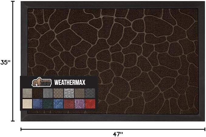 GORILLA GRIP 100% Waterproof All-Season WeatherMAX Doormat, US Designed Natural - Image 2