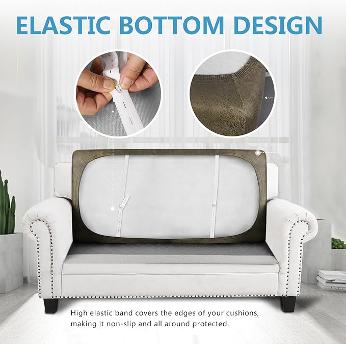 Leather Look Couch Cushion Covers Sofa Seat Slipcovers Sets Couches Furniture - Image 3