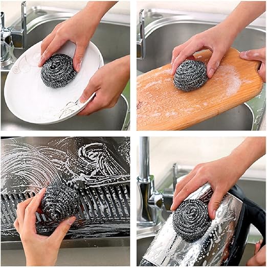 KTOJOY 6 Pack Stainless Steel Wool Scrubber, Scrubbing Scouring Pad, Steel Wool - Image 5