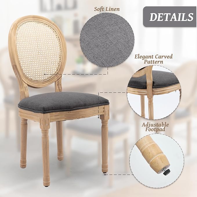 French Country Dining Chairs Set of 6,Farmhouse Upholstered Dining Room Chair...