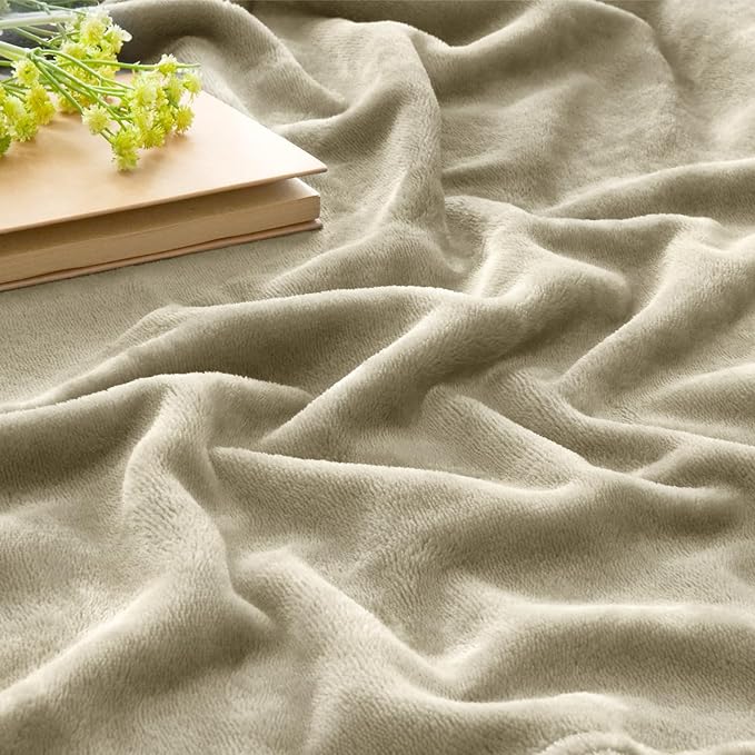 BEDELITE Fleece Blanket Oat Linen Throw Blankets - Image 3