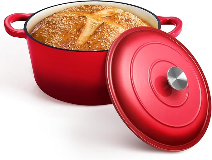 P&P CHEF 7QT Enameled Dutch Oven, Cast Iron Dutch Oven Pot by PPCHEF