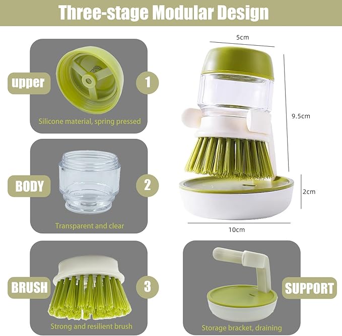 Palm Brush Refills, Dish Brush Replacement Head, 4 Pack - Image 4