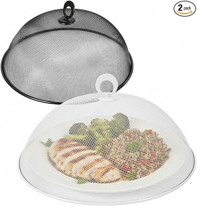 MAGICLULU 2-Pack Metal Mesh Food Covers, 11.8-Inch Net Dome Plate Fly Tents by MAGICLULU