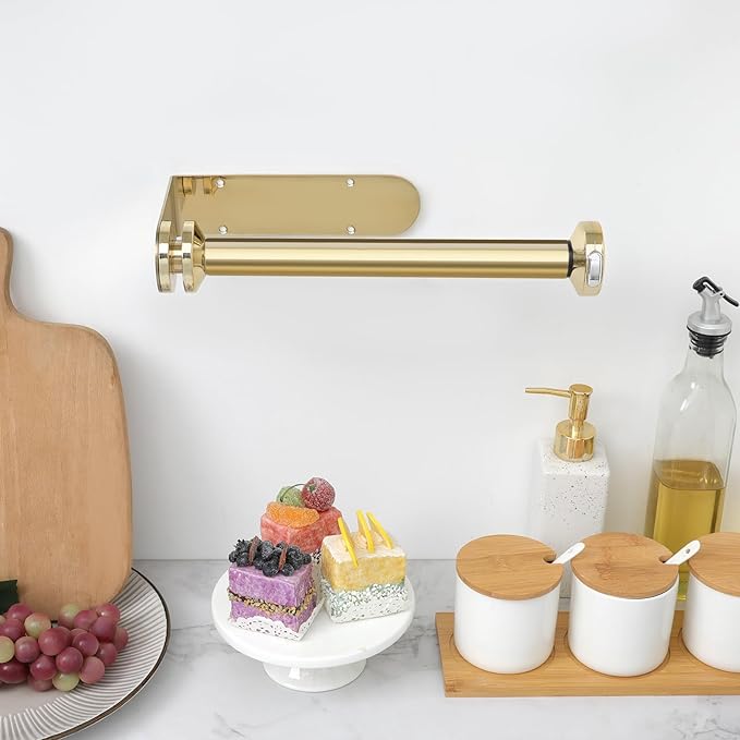 theaoo Paper Towel Holder Under Cabinet, One-Handed Tear Wall Mount Paper Towel - Image 5