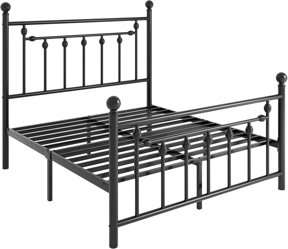 SHA CERLIN 14" Full Size Metal Platform Bed Frame/Victorian Headboard an...