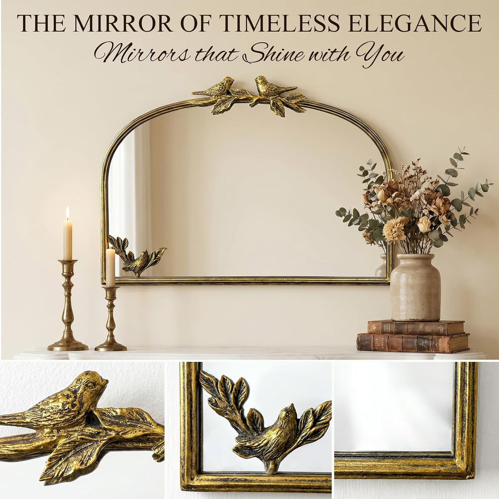 Antique Baroque Vintage Vanity Mirror 15x22Inch, Gold with Ornate Antique Fra...