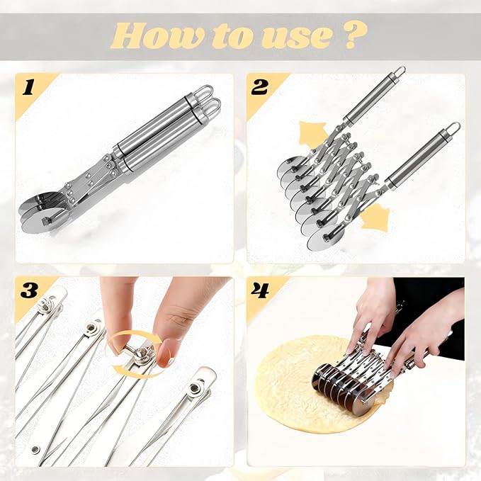 Wheel Pastry Cutter, Adjustable Pasta Cutter - Image 3