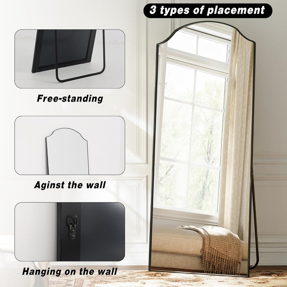Wave Curved Top Arched Mirror Full Length, 71"x32" Large Mirror