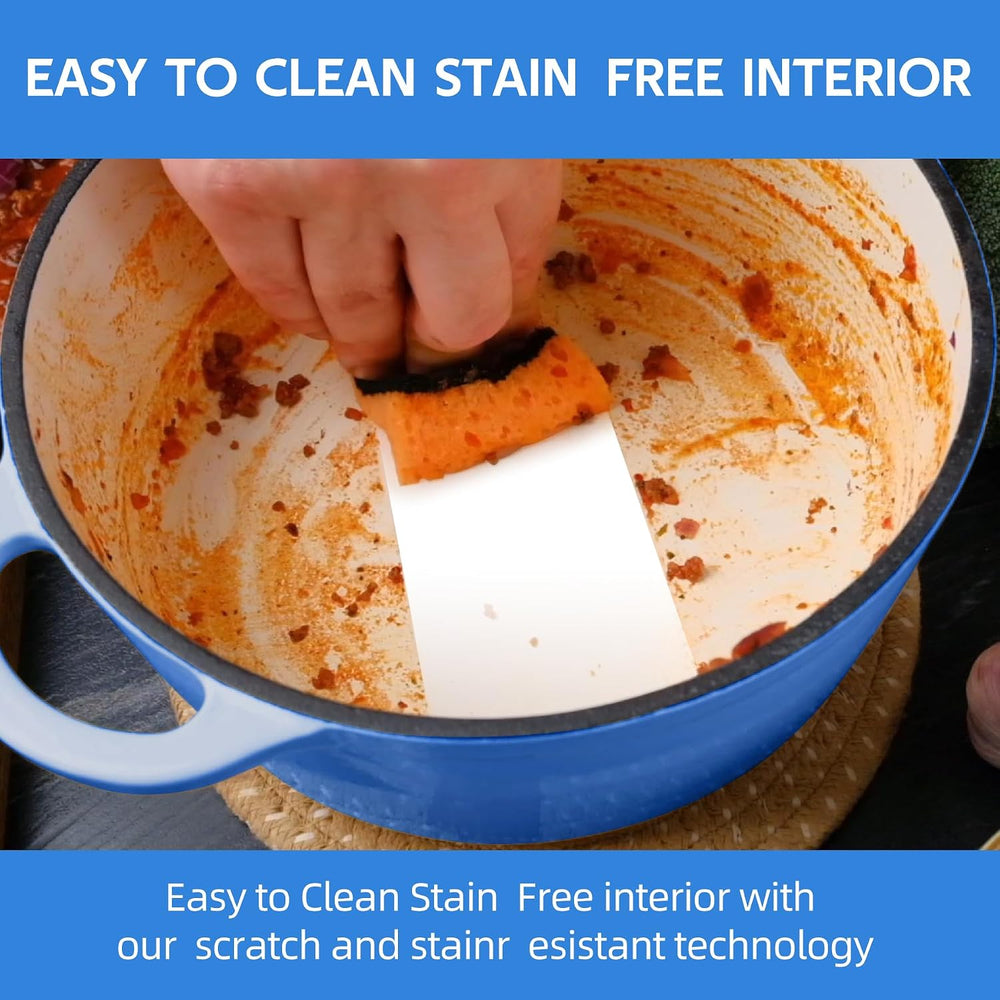 3 Quart Dutch Oven Enameled Cast Iron with Lid - Big Dual Handles - Oven Safe...