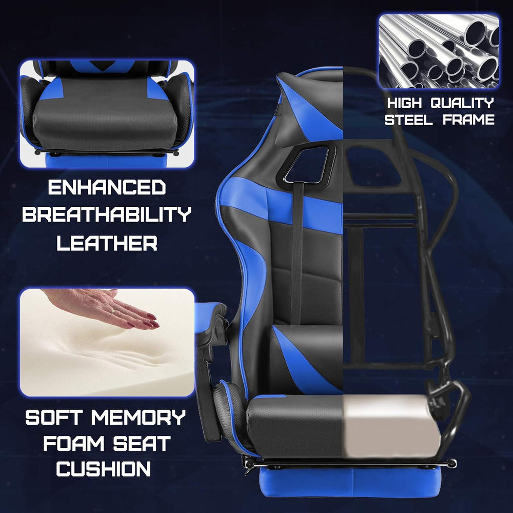 Huracan Gaming Chair with Footrest, Ergonomic Computer Chair Lumbar Support, ...