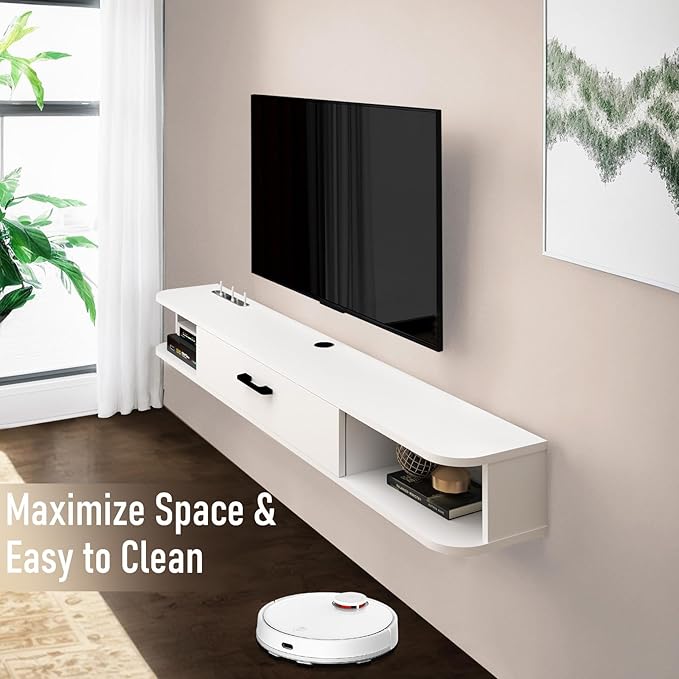 Floating TV Unit, 47'' Wall Mounted TV Cabinet, Floating Shelves with...