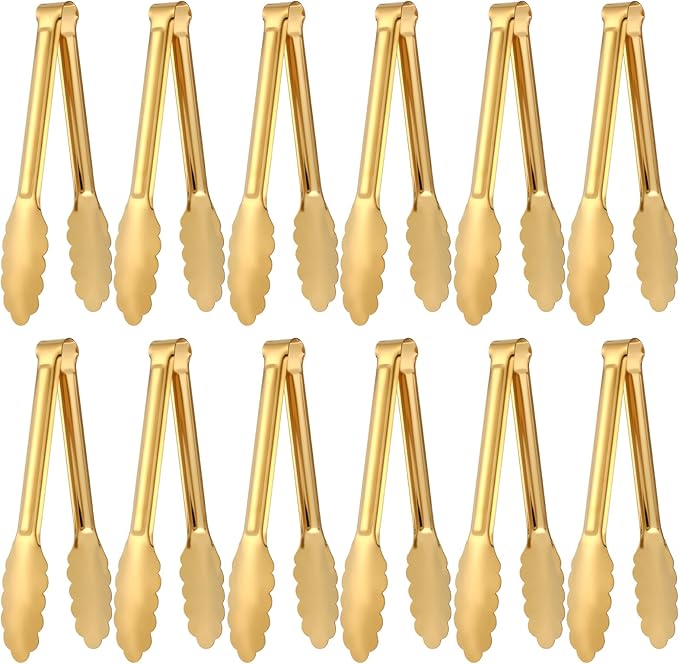 Dimeho 12 Pack Stainless Steel Buffet Tong Gold Serving Tongs 9 Inch Buffet by Dimeho