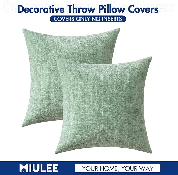 MIULEE Pack of 2 Couch Throw Pillow Covers 18x18 Inch Soft Greyish Green - Image 6