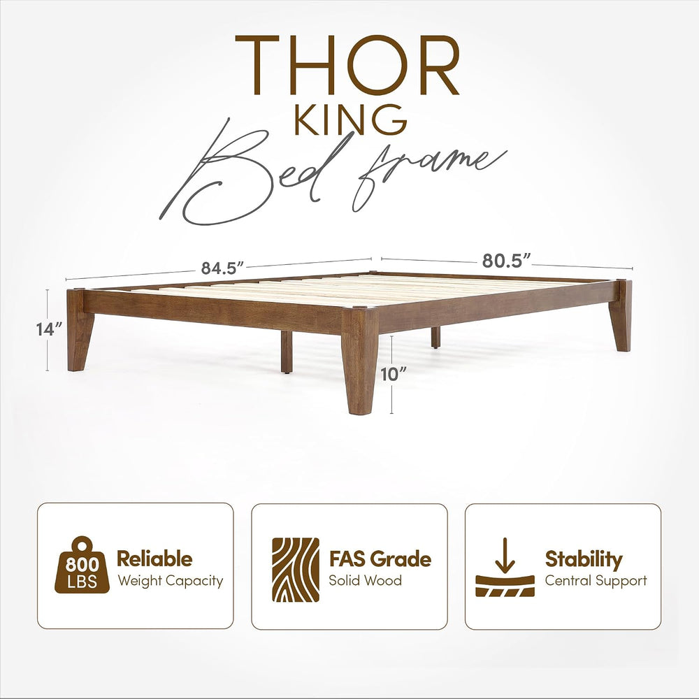 Thor Japanese Joinery Bed Frame King, Solid Wood (Walnut)