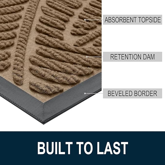 Colorxy Waterproof Doormat, Sturdy Natural Rubber Front Indoor Mat, Non Slip - Image 3