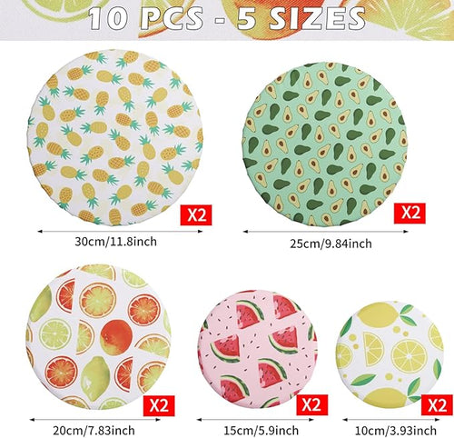 10Pcs Reusable Bowl Covers In 5 Size, Stretch Cloth Fabric Dish Cover Kitchen - Image 2