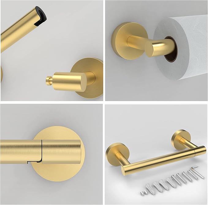 RARXTR Gold 2 Pack Toilet Paper Holder SUS304 Stainless Steel Double Post - Image 5