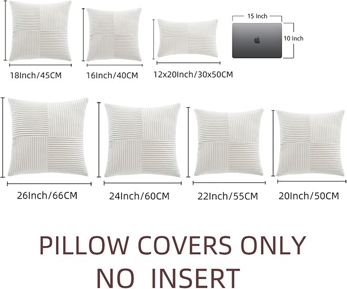 Fancy Homi 2 Packs Cream White Euro Decorative Throw Pillow Covers 28x28 Inch - Image 7