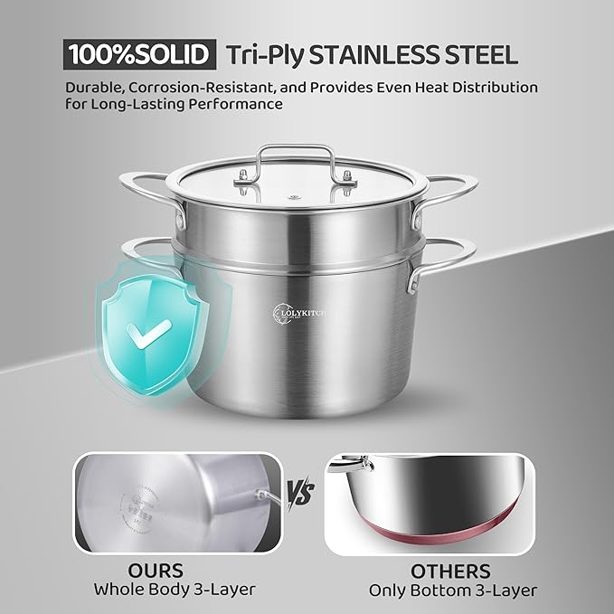 LOLYKITCH 3 Quart Stainless Steel Steamer Pot - Image 2
