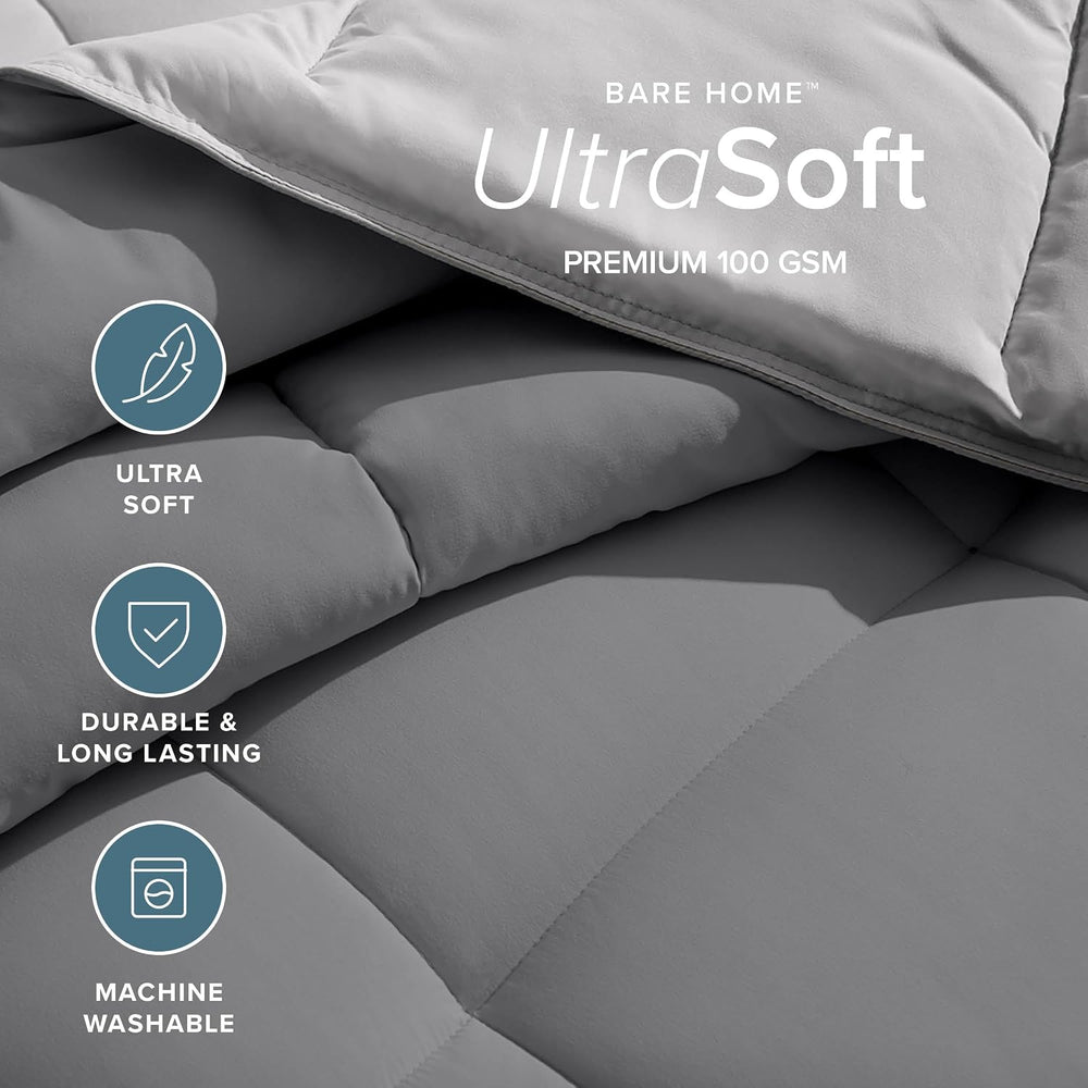 Bare Home Reversible Comforter (Twin/Twin XL, Grey/Light Grey)