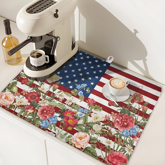 4th of July Dish Drying Mat 24x18 Inch, Patriotic Drying Mat - Image 7