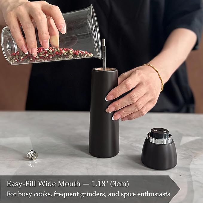 TLYSXPRO Wooden Salt and Pepper Grinder Set – Refillable Salt and Pepper Mill - Image 7