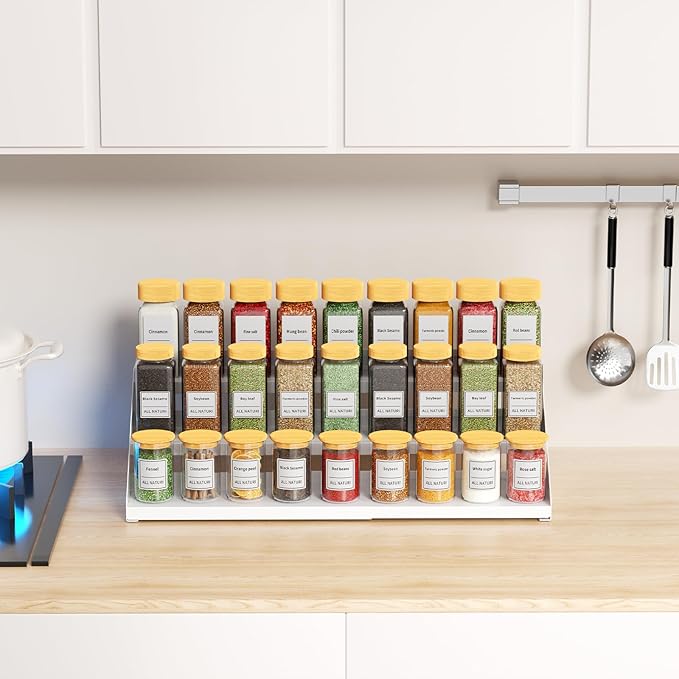 RCHYFEED Spice Rack Organizer for Cabinet, Expandable 3 Tiered Spice Rack