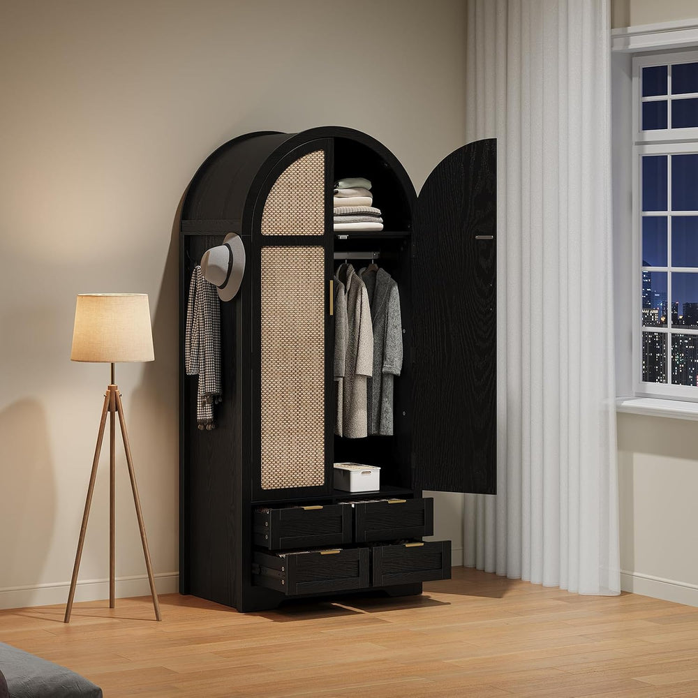 Armoire Wardrobe Closet with 4 Drawers - Wood Bedroom Armoires and Wardrobes ...
