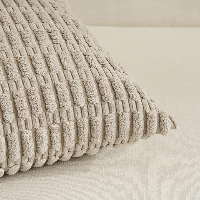 Fancy Homi 4 Packs Taupe Decorative Throw Pillow Covers 24x24 Inch - Image 4