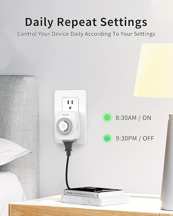 TiFFCOFiO Indoor Mechanical Outlet Timer, 3 Prong Timers - Image 3