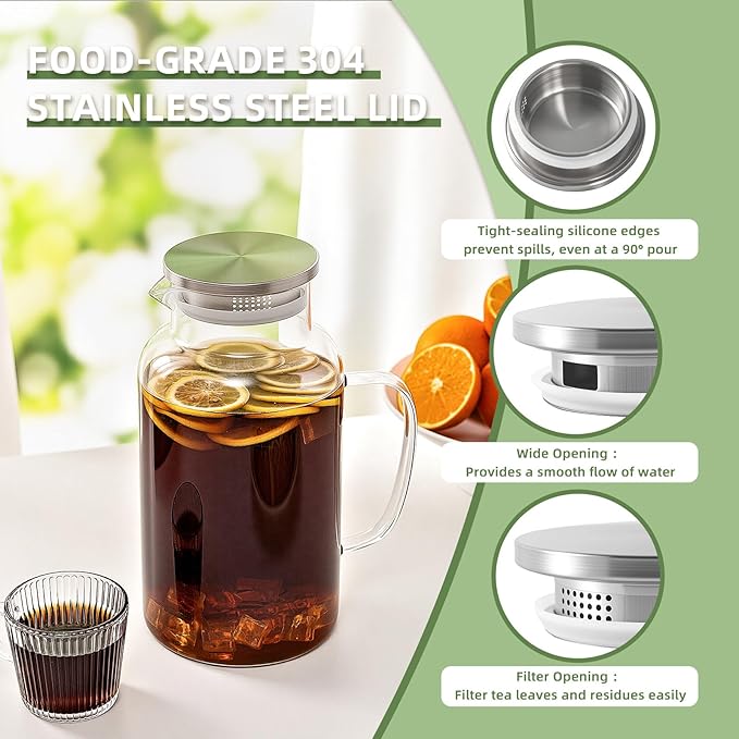 Hannadepot Glass Pitcher, 1 Gallon/3.8L Glass Water Pitcher - Image 4
