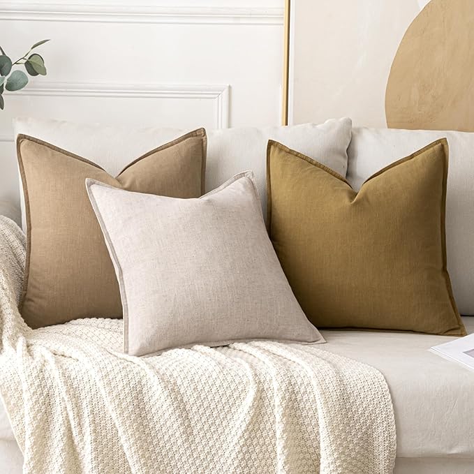 MIULEE Decorative Linen Pillow Covers 18x18 Inch Mustard Yellow ​Boho - Image 4