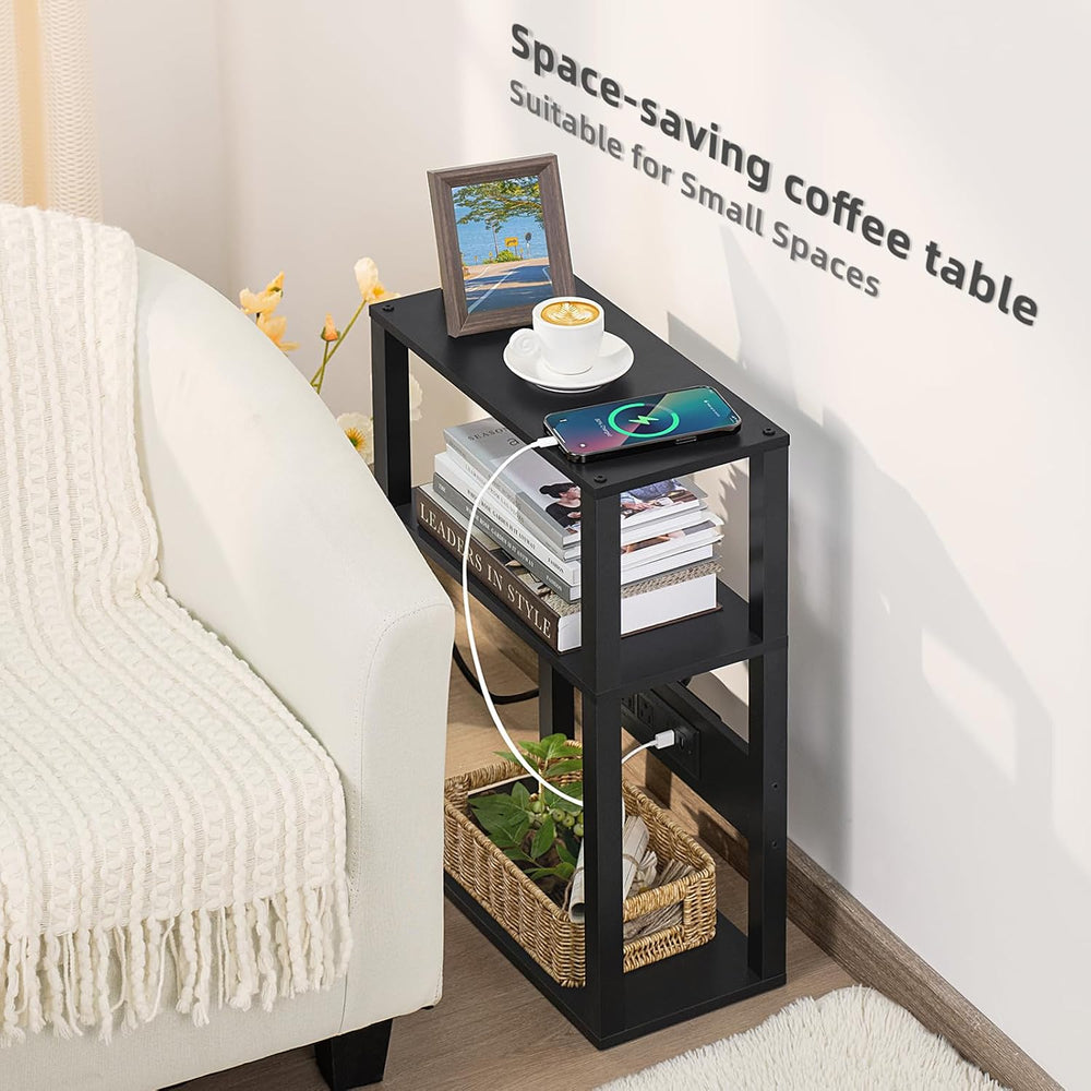 YUFAM 3-Tier Narrow Bedside Table Set 2 for Small Spaces, Skinny Nightstand |...