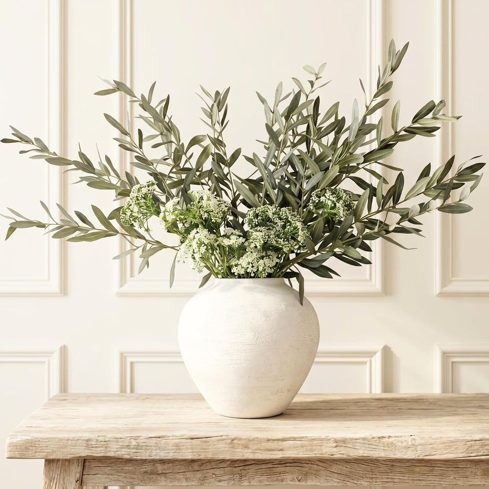 Faux Arrangement - Olive Branches & White Berry, Greenery Stems For Vase