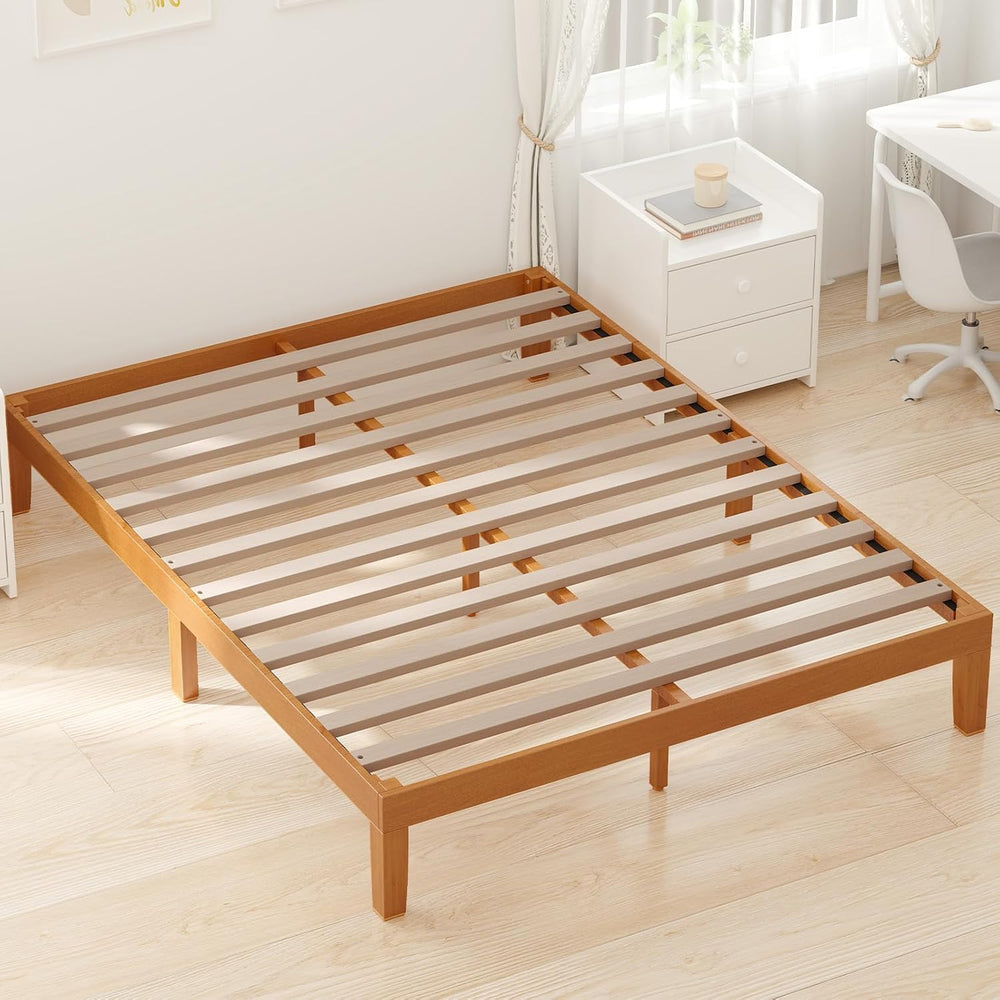 DUMOS Solid Wood Full Size Bed Frame, 12inch, 700LBS