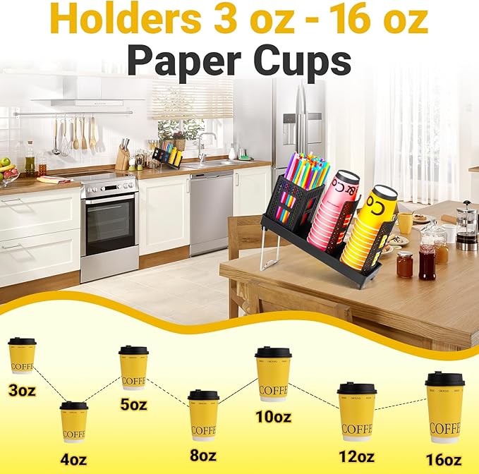 Cup and Lid Holder, Disposable Paper Cup Dispenser - Image 3