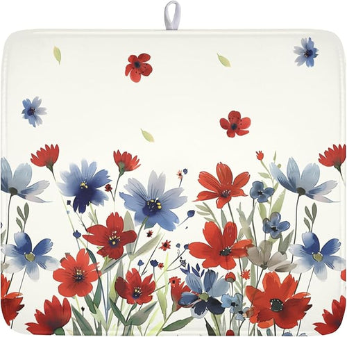 4th of July Floral Dish Drying Mat by Unknown