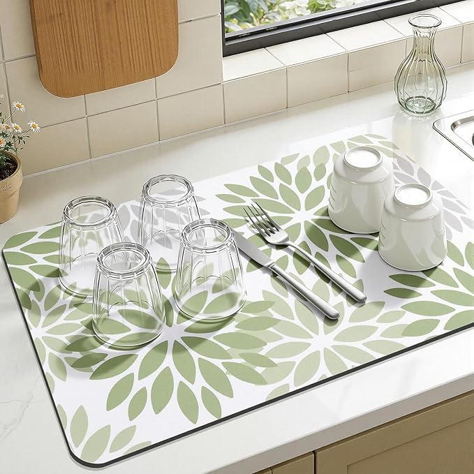 Findosom Floral Dish Drying Mat, Cuttable Drying Mat - Image 5