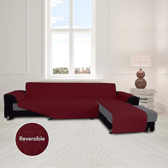 Easy-Going L Shape Sofa Slipcover Chaise Reversible Protector Cover - Image 2