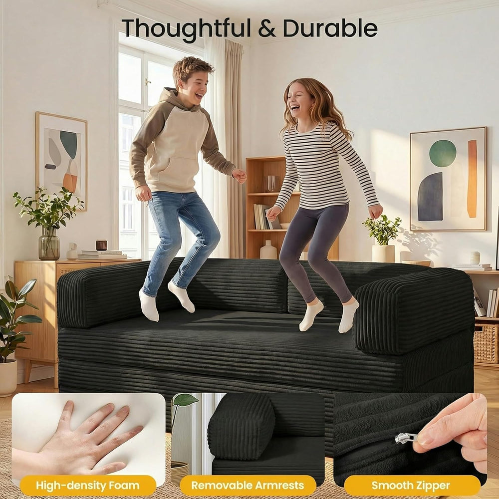 Erament Futon Sofa Bed, Convertible Tri-Folding Mattress Foldable Mattress wi...