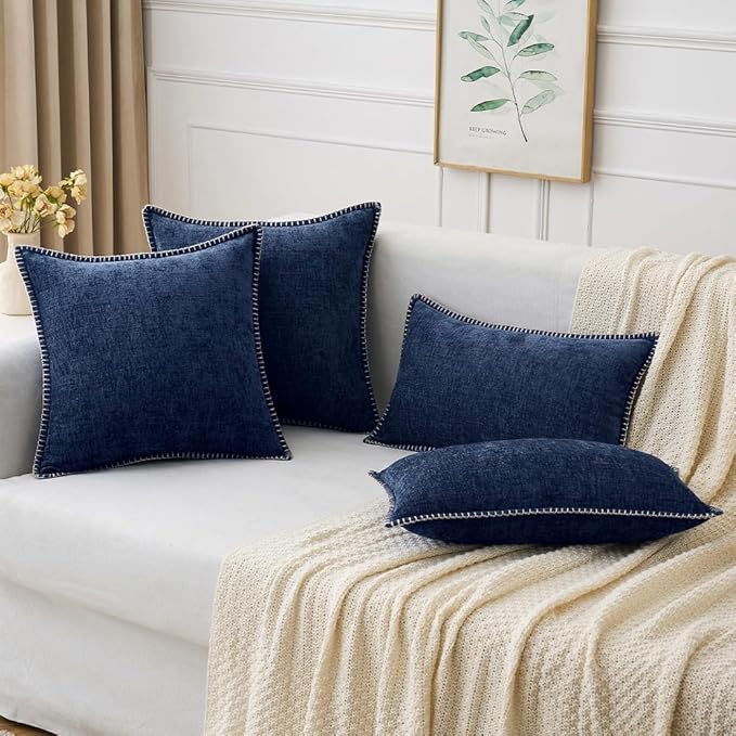 MIULEE Pack of 2 Couch Throw Pillow Covers 18x18 Inch Navy Farmhouse Decorative - Image 5