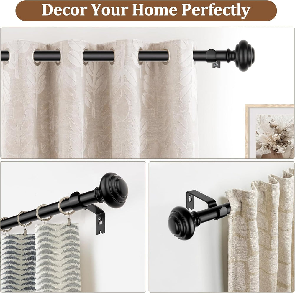 KAMANINA Black Curtain Rods for Windows 72-144 Inches Heavy Duty