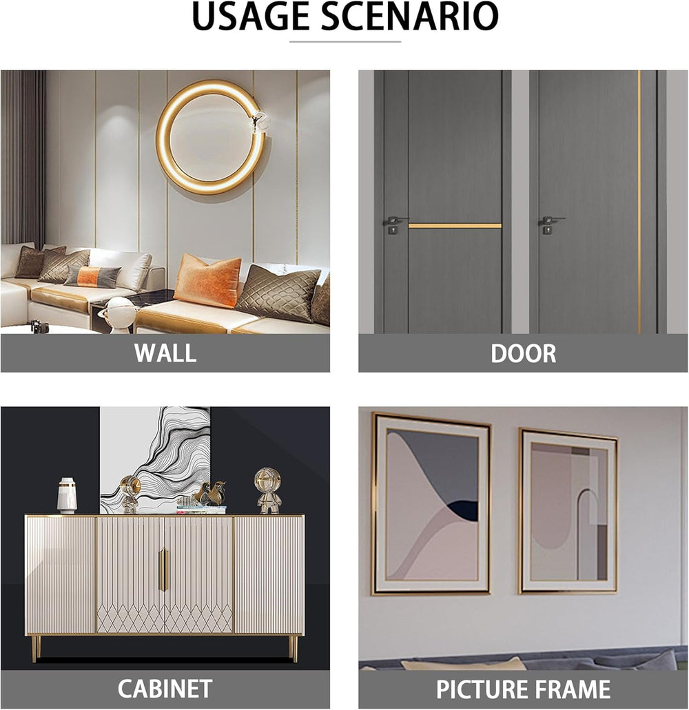 QDYMXUN Glossy Gold Peel and Stick PVC Molding Trim, Flexible DIY Wall Accent...