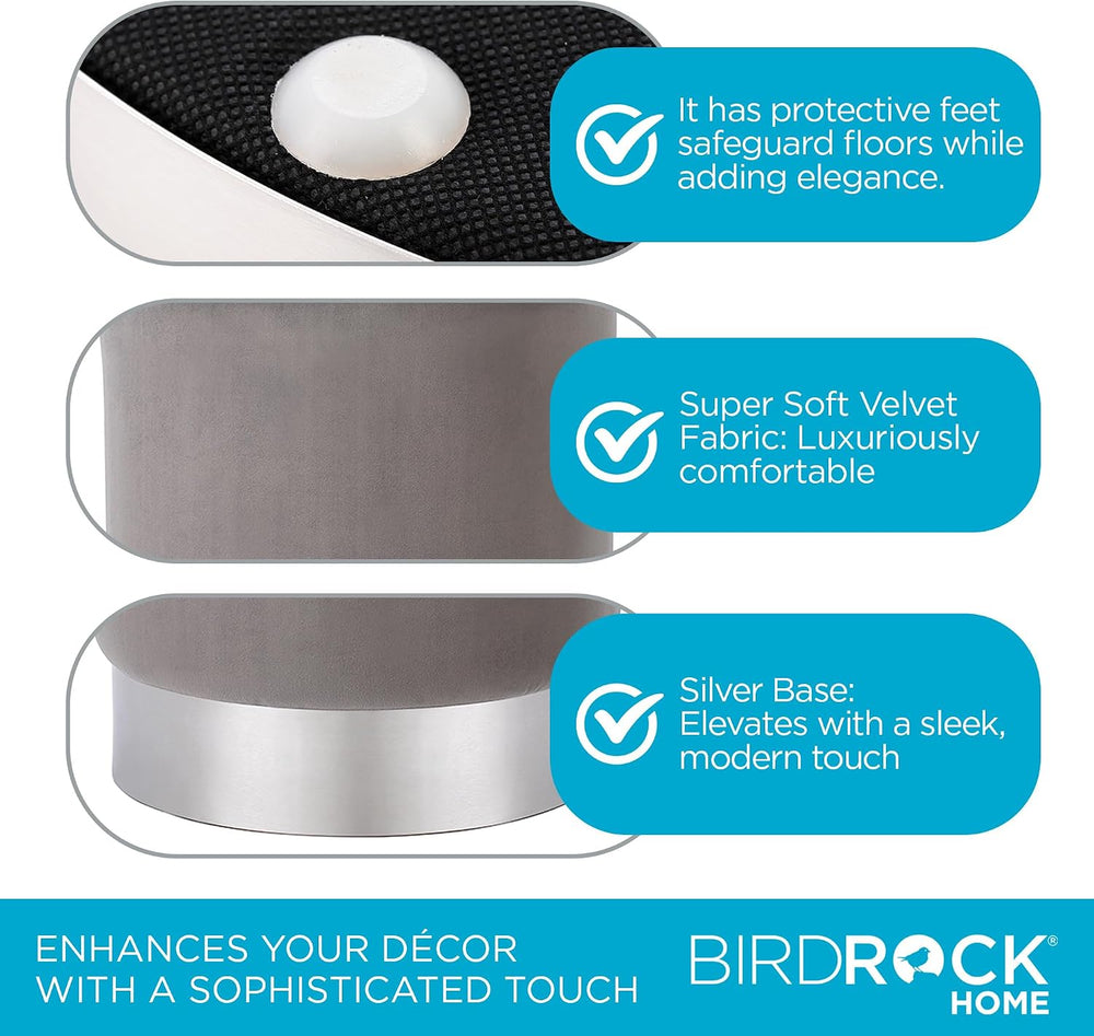 BIRDROCK HOME Round Ottoman Foot Stool – Modern Soft Padded Velvet Vanity Cha...